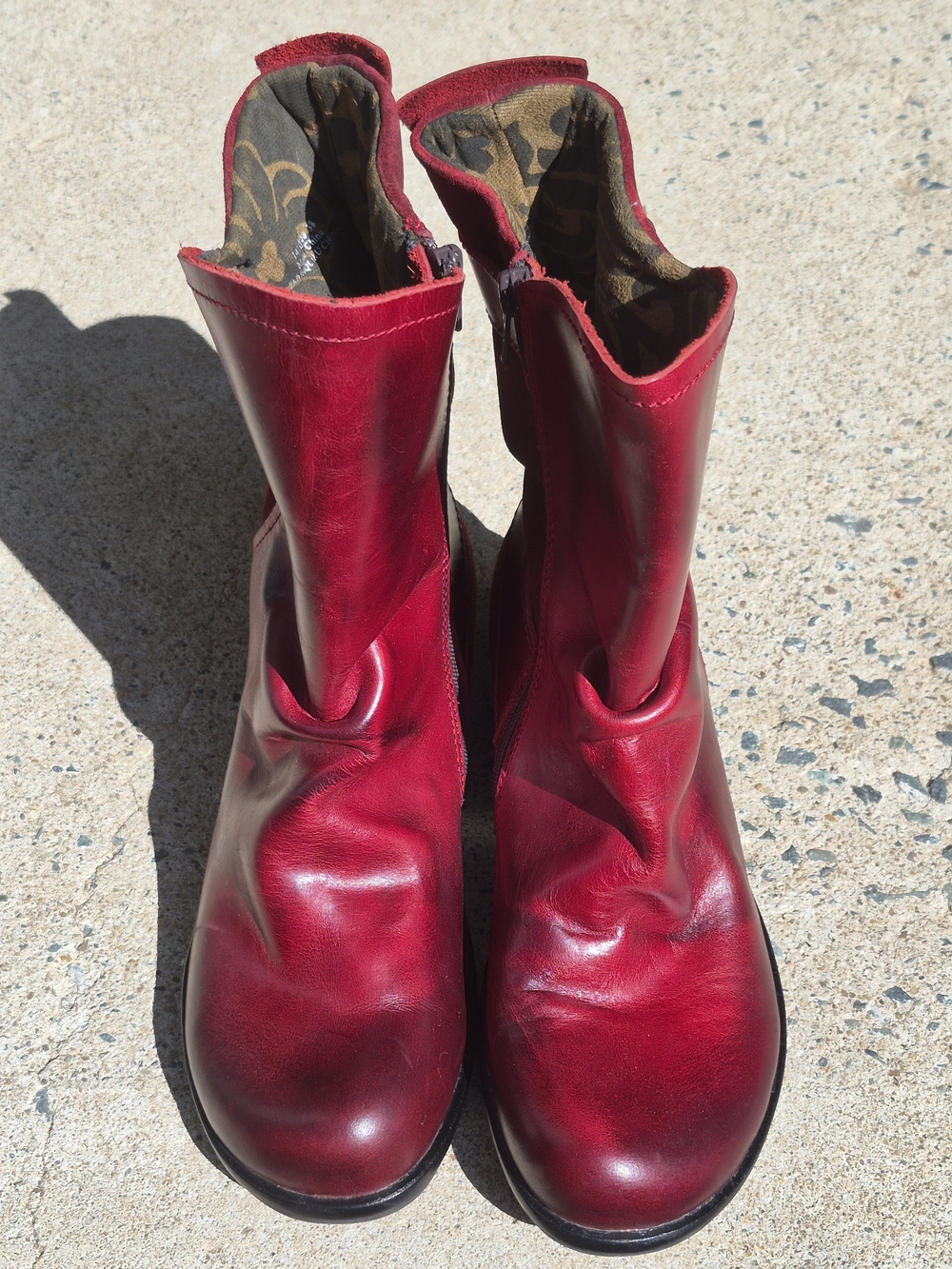 New Women’s Fly London Red Leather and Suede Boots - Picture 2 of 13